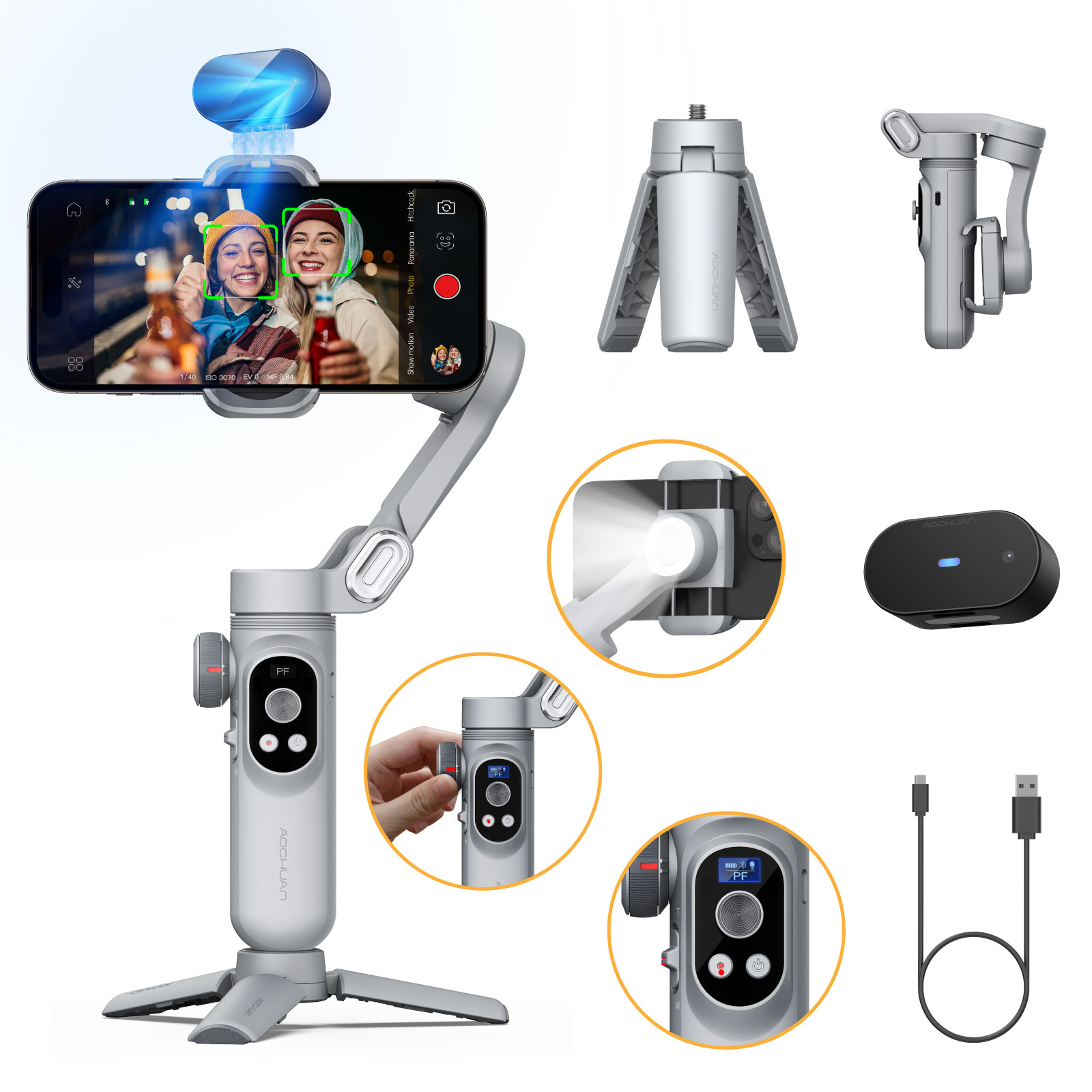 Gimbal Stabilizer For Phone 3 Axis - Aochuan inteligente xpro ai rastreamento sensor