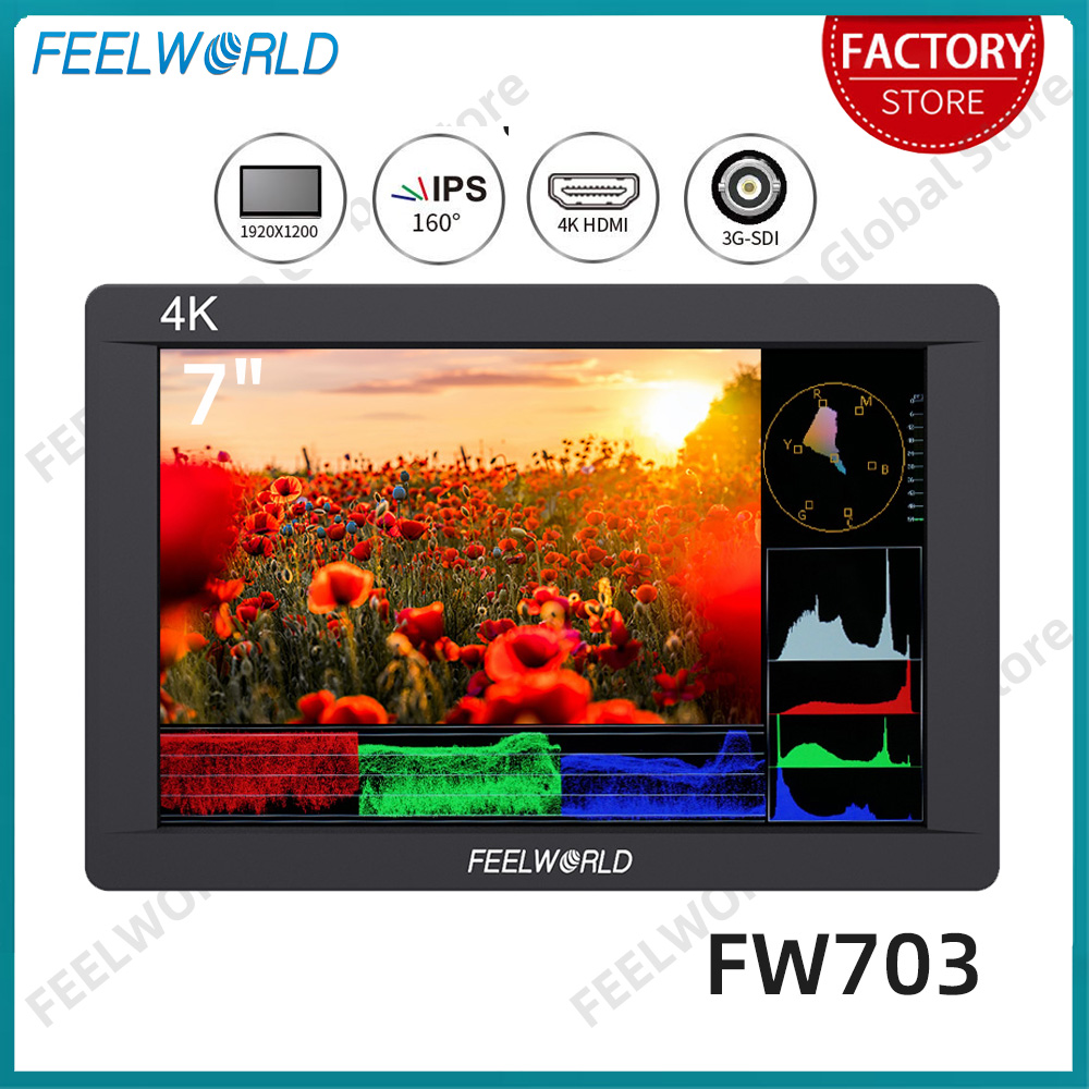 Camera Monitor 7 Inch Hdmi 4K - FEELWORLD FW703 7 Polegada IPS 3G