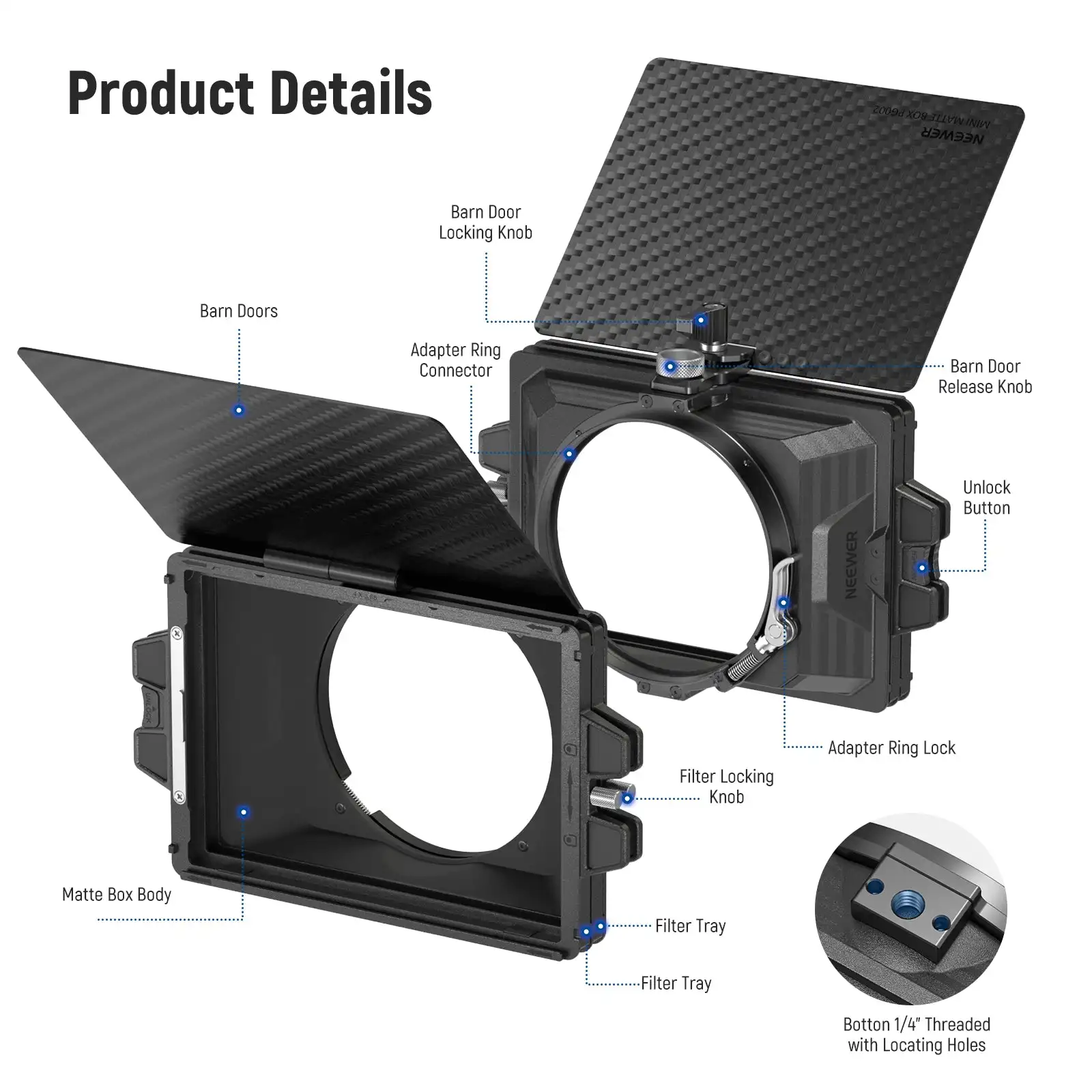 Mini Matte Box NEEWER com 2 Ba - Matte Box 4X5.65 avaliação e preço