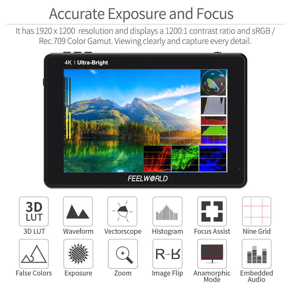 Câmera DSLR Feelworld Touch Sc - Camera Monitor 7 Inch Hdmi 4K avaliação e preço