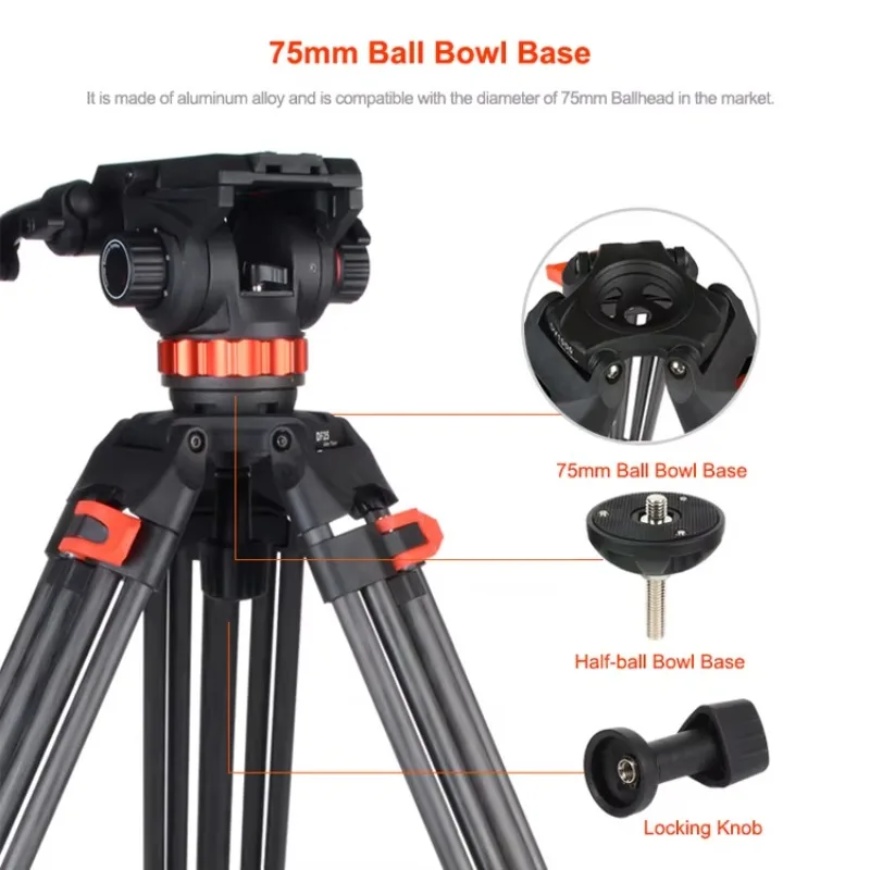 Base de Cabeça Esférica de 75M - Video Head Tripod Carbon Fiber avaliação e preço