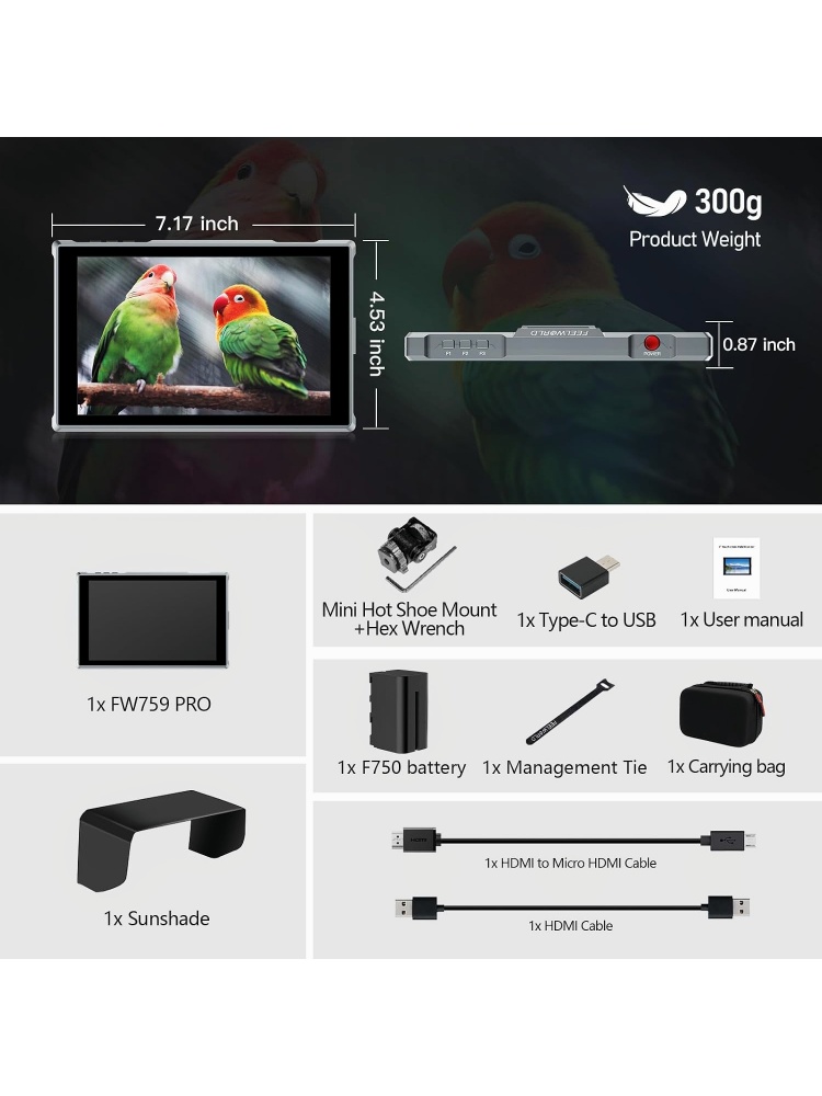 Monitor de Campo FEELWORLD FW7 - Camera Monitor 7 Inch Hdmi 4K avaliação e preço