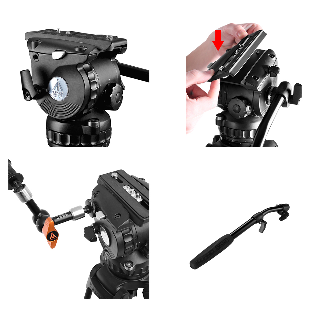 E-IMAGE GH06+761AT Tripé de Ví - Video Tripod Fluid Head 75Mm avaliação e preço