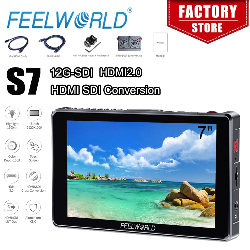 FEELWORLD S7 12G-SDI HDMI2.0 M - Camera Monitor 7 Inch Hdmi 4K avaliação e preço