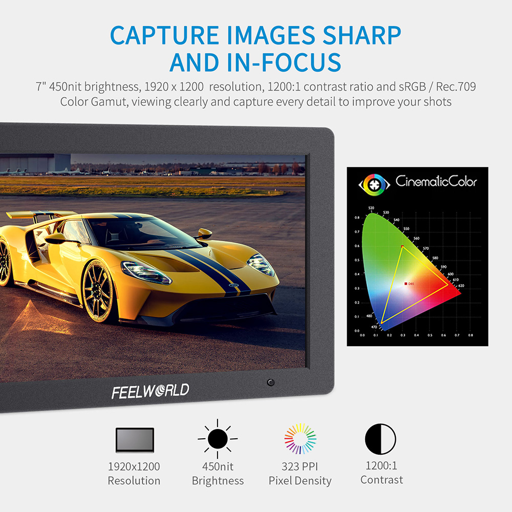 Feelworld-Monitor DSLR em camp - Camera Monitor 7 Inch Hdmi 4K avaliação e preço