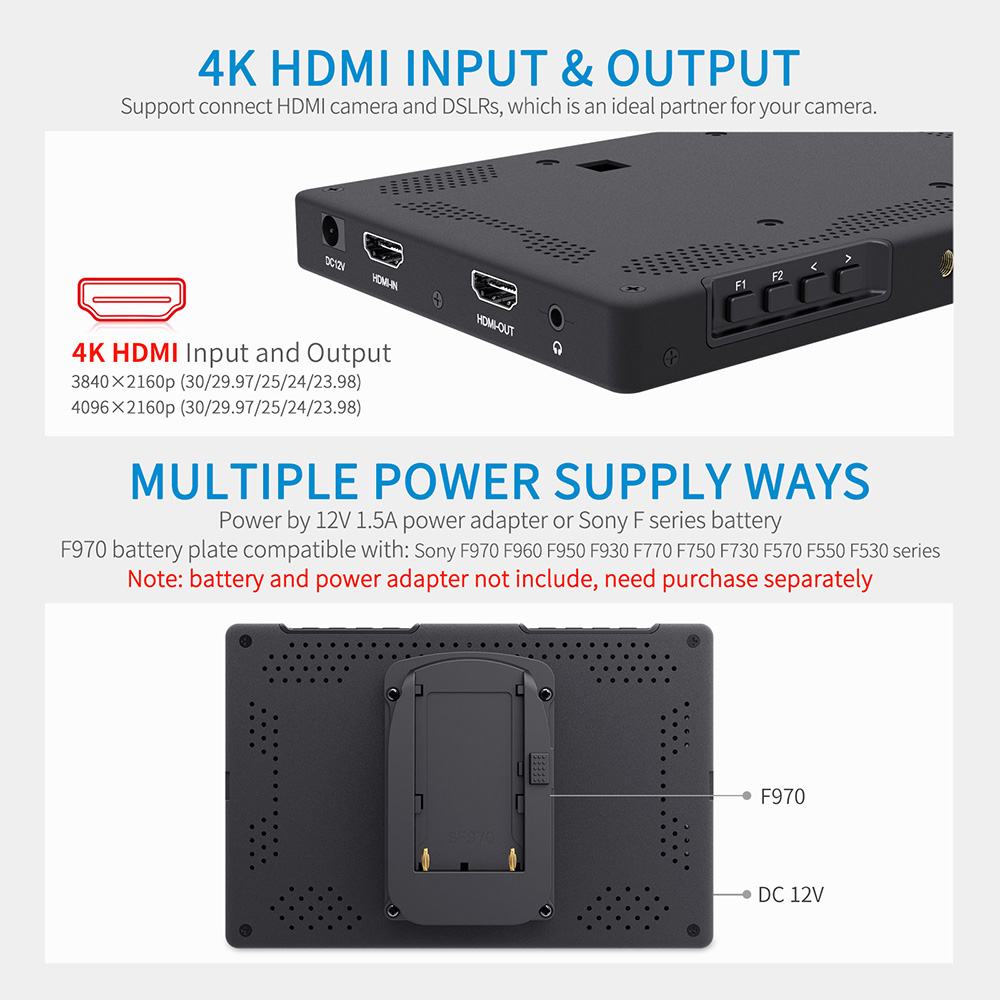 Feelworld-Monitor DSLR em camp - Camera Monitor 7 Inch Hdmi 4K avaliação e preço