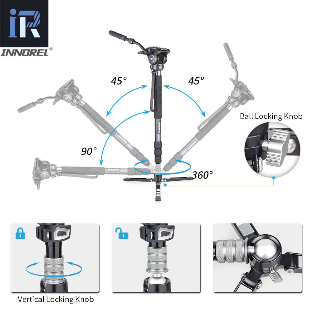 Innorel-kit monopé vm75ck com  - Video Head Tripod Carbon Fiber avaliação e preço